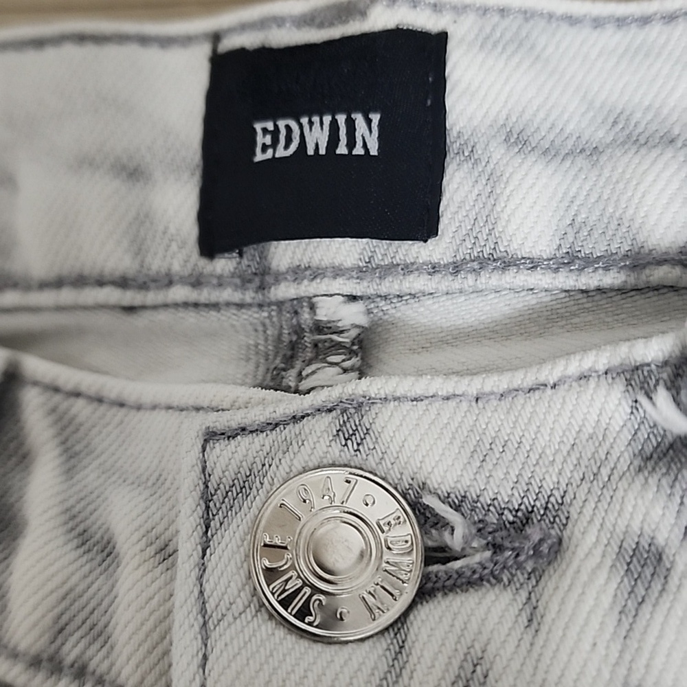 Edwin Orbital Grey Straight Y2K 90's Button Fly Preppy Denim Jeans Women's - Picture 7 of 10
